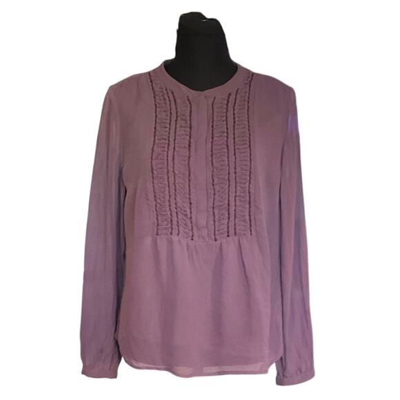 Boden Purple Lightweight Sheer w/ Tank Silk Pintuck Blouse Size 10 - Picture 1 of 9